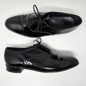 FLORSHEIM PLAIN TOE PATENT LEATHER TUXEDO TUX DRESS OXFORD SHOES MENS 9.5 D